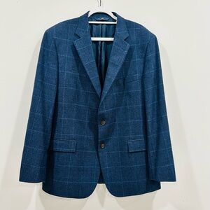 Brooks Brothers “346” Jacket Mens 46 L Blue Plaid Regent  Wool Blazer